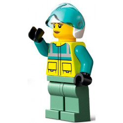 Rescue Helicopter Pilot - Female, Dark Turquoise and Neon Yellow Safety Vest, Sand Green Legs, White Helmet, Trans-Light Blue Visor – ГРАДСКИ
