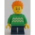 Child - Boy, Bright Green Sweater with Bright Light Yellow Zigzag Lines, Dark Blue Short Legs, Orange Short Coiled Hair, Freckles – ГРАДСКИ