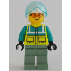 Rescue Helicopter Pilot - Male, Dark Turquoise and Neon Yellow Safety Vest, Sand Green Legs, White Helmet, Trans-Light Blue Visor, Safety Glasses – ГРАДСКИ