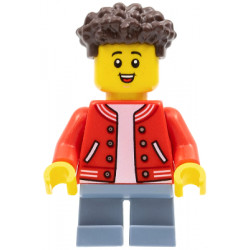 Boy, Red Jacket with Striped Trim, Sand Blue Short Legs, Dark Brown Hair – ГРАДСКИ