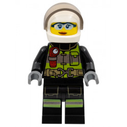 Fire - Reflective Stripes with Utility Belt and Flashlight, White Helmet, Trans-Brown Visor, Safety Glasses, Peach Lips Closed Mouth Smile – ГРАДСКИ