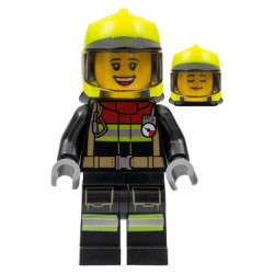 Fire - Female, Black Jacket and Legs with Reflective Stripes and Red Collar, Neon Yellow Fire Helmet, Trans-Brown Visor (Sarah Feldman) – ГРАДСКИ