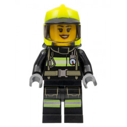 Fire - Female, Black Jacket and Legs with Reflective Stripes, Neon Yellow Fire Helmet, Trans-Brown Visor – ГРАДСКИ