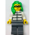 Police - Jail Prisoner 50382 Prison Stripes, Female, Dark Bluish Gray Legs, Frown with Black Mask, Green Hair – ГРАДСКИ