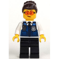 Police - Officer Gracie Goodhart, Dark Blue Vest, Black Legs, Dark Brown Hair with Bun, Safety Glasses – ГРАДСКИ