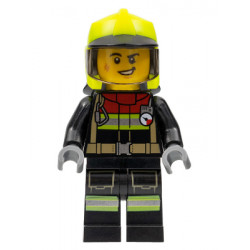 Fire - Male, Black Jacket and Legs with Reflective Stripes and Red Collar, Neon Yellow Fire Helmet, Trans-Brown Visor – ГРАДСКИ