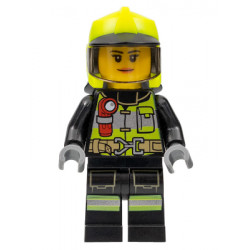 Fire - Reflective Stripes with Utility Belt and Flashlight, Neon Yellow Fire Helmet, Trans-Brown Visor, Peach Lips – ГРАДСКИ