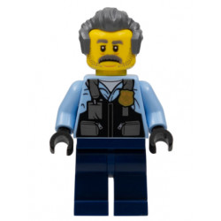 Police - Officer Sam Grizzled, Bright Light Blue Jacket, Dark Blue Legs, Dark Bluish Gray Hair – ГРАДСКИ