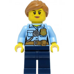 Police - City Officer Female, Bright Light Blue Shirt with Badge and Radio, Dark Blue Legs, Medium Nougat Hair – ГРАДСКИ