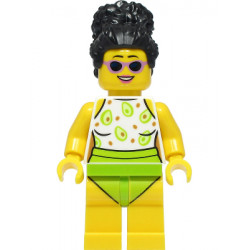 Beach Tourist - Female, White and Lime Swimsuit, Black Hair – ГРАДСКИ