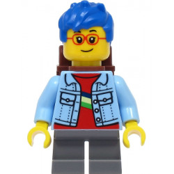 Boy - Bright Light Blue Denim Jacket, Dark Bluish Gray Short Legs, Blue Hair, Reddish Brown Backpack – ГРАДСКИ