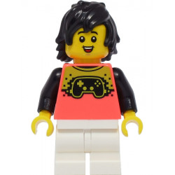Boy - Coral Shirt with Video Game Controller, White Medium Legs, Black Hair – ГРАДСКИ