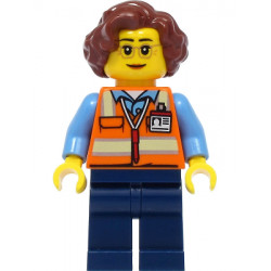 School Bus Driver - Female, Orange Safety Vest with Reflective Stripes, Dark Blue Legs, Reddish Brown Hair – ГРАДСКИ