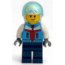 Stunt Plane Pilot - Male, Dark Azure Jacket, Dark Blue Legs, White Helmet, Trans-Light Blue Visor, Stubble – ГРАДСКИ