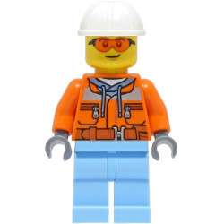 Construction Worker - Male, Orange Safety Jacket, Reflective Stripe, Sand Blue Hoodie, Bright Light Blue Legs, White Construction Helmet, Safety Glasses – ГРАДСКИ