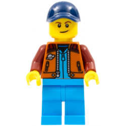 Lunar Research Astronaut - Male, Dark Orange Classic Space Jacket, Dark Azure Legs, Dark Blue Cap with Hole, Lopsided Smile (Rover Driver) – ГРАДСКИ