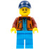 Lunar Research Astronaut - Male, Dark Orange Classic Space Jacket, Dark Azure Legs, Dark Blue Cap with Hole, Lopsided Smile (Rover Driver) – ГРАДСКИ
