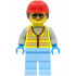 Space Engineer - Female, Neon Yellow Safety Vest, Bright Light Blue Legs, Red Construction Helmet with Dark Brown Ponytail Hair, Sunglasses – ГРАДСКИ