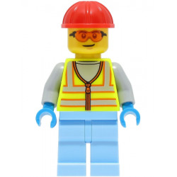 Space Engineer - Male, Neon Yellow Safety Vest, Bright Light Blue Legs, Red Construction Helmet, Safety Glasses – ГРАДСКИ