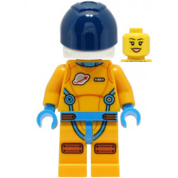 Lunar Research Astronaut - Female, Bright Light Orange and Dark Azure Suit, White Helmet, Dark Blue Visor, Open Mouth Smile – ГРАДСКИ