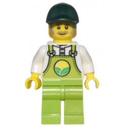 Farmer Horace - Lime Overalls over White Shirt, Lime Legs, Dark Green Cap, Dark Tan Moustache and Sideburns – ГРАДСКИ