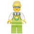 Farmer Peach - Lime Overalls over White Shirt, Lime Legs, Bright Light Yellow High Bun, Glasses – ГРАДСКИ