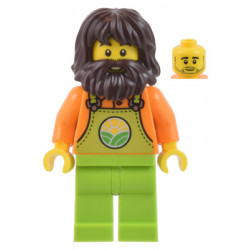 Farmer - Male, Lime Overalls over Orange Shirt, Lime Legs, Dark Brown Shaggy Hair and Beard – ГРАДСКИ
