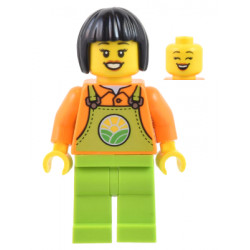 Farmer - Female, Lime Overalls over Orange Shirt, Lime Legs, Black Short Hair – ГРАДСКИ