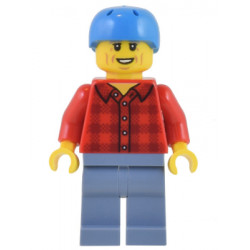 Electric Scooter Rider - Red Plaid Flannel Shirt, Sand Blue Legs, Dark Azure Helmet, Light Bluish Gray Eyebrows – ГРАДСКИ