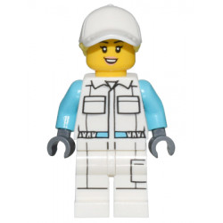 Electric Scooter Attendant - Female, White Jumpsuit with Pockets, White Legs with Pocket, White Cap with Bright Light Yellow Ponytail Hair – ГРАДСКИ