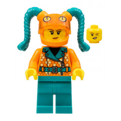 Stuntz Driver - Female, Orange Coat with Scales, Dark Turquoise Legs, Orange Helmet with Tassels, Snake Visor – ГРАДСКИ