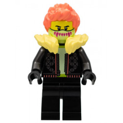 Stuntz Driver - Male, Black Jacket and Legs, Bright Light Yellow Fur Collar, Coral Spiked Hair, Yellowish Green Mask – ГРАДСКИ