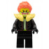 Stuntz Driver - Male, Black Jacket and Legs, Bright Light Yellow Fur Collar, Coral Spiked Hair, Yellowish Green Mask – ГРАДСКИ