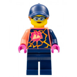 Stuntz Crew - Female, Coral Shirt with Sports Logo, Dark Blue Legs, Dark Blue Cap with Dark Orange Ponytail, Glasses – ГРАДСКИ