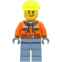 Train Worker - Male, Orange Safety Jacket, Sand Blue Legs, Neon Yellow Construction Helmet – ГРАДСКИ