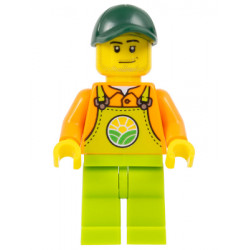 Farmer - Male, Lime Overalls over Orange Shirt, Lime Legs, Dark Green Cap – ГРАДСКИ