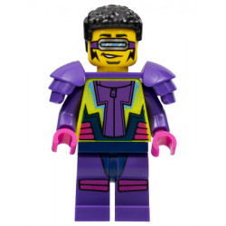 Stuntz Driver - Male, Dark Purple and Neon Yellow Jumpsuit, Dark Purple Shoulder Pads, Black Coiled Hair – ГРАДСКИ