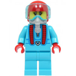 Stuntz Driver - Female, Medium Azure Jumpsuit and Legs, Red Helmet, Trans-Light Blue Visor, Light Bluish Gray Oxygen Mask – ГРАДСКИ