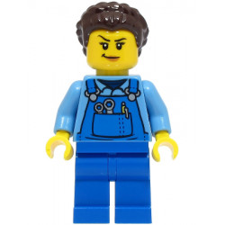 Stuntz Crew - Female, Blue Overalls over Medium Blue Shirt, Blue Legs, Dark Brown Hair, Back Print – ГРАДСКИ