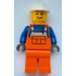 Construction Worker - Male, Orange Overalls with Reflective Stripe and Buckles over Blue Shirt, Orange Legs, White Construction Helmet, Open Lopsided Grin – ГРАДСКИ