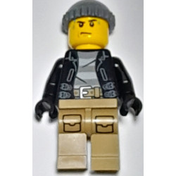 Police - City Bandit Crook, Black Leather Jacket, Dark Bluish Gray Knit Cap, Dark Tan Legs, Sweat Drops – ГРАДСКИ