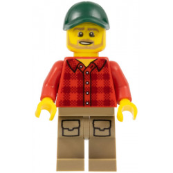 Forklift Driver - Male, Red Plaid Flannel Shirt, Dark Tan Legs with Pockets, Dark Green Cap – ГРАДСКИ