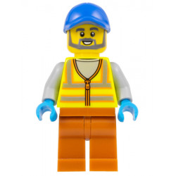 Recycling Worker - Male, Neon Yellow Safety Vest, Dark Orange Legs, Blue Cap – ГРАДСКИ