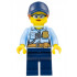 Police - City Officer Female, Bright Light Blue Shirt with Badge and Radio, Dark Blue Legs, Dark Blue Cap with Dark Orange Ponytail, Safety Glasses – ГРАДСКИ