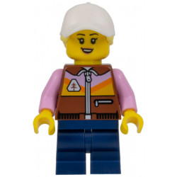 Dirt Bike Rider - Female, Reddish Brown Jacket, Dark Blue Medium Legs, White Cap with Bright Light Yellow Ponytail Hair – ГРАДСКИ