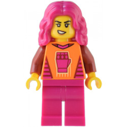 Gaming Tournament Participant - Female, Orange T-Shirt with Fist, Magenta Legs, Magenta Hair – ГРАДСКИ