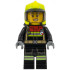 Fire - Female, Black Jacket and Legs with Reflective Stripes and Red Collar, Neon Yellow Fire Helmet, Trans-Brown Visor, Scared Open Mouth with Teeth – ГРАДСКИ