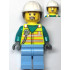 Utility Worker - Male, Neon Yellow Safety Vest with Radio, Bright Light Blue Legs, White Construction Helmet with Dark Brown Ponytail Hair, Moustache, Stubble – ГРАДСКИ
