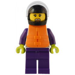 Speedboat Raft Driver - Female, White Jacket with Dolphin, Dark Purple Legs, Black Helmet, Trans-Clear Visor, Orange Life Jacket – ГРАДСКИ