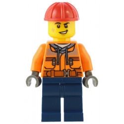 Construction Worker - Male, Orange Safety Jacket, Reflective Stripe, Sand Blue Hoodie, Dark Blue Legs, Red Construction Helmet – ГРАДСКИ